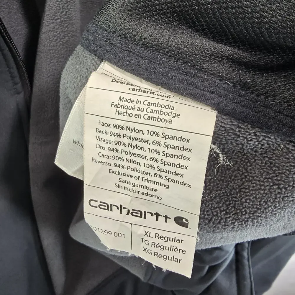 Carhartt Jacket Mens XL Black Wind Stopper Gore Softshell Full Zip Stretch Coat